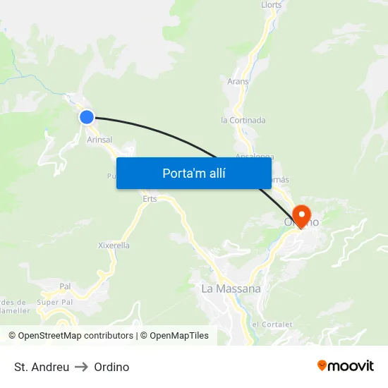 St. Andreu to Ordino map