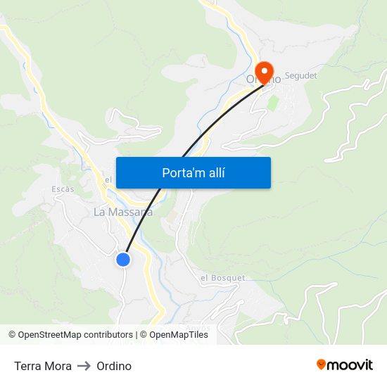 Terra Mora to Ordino map