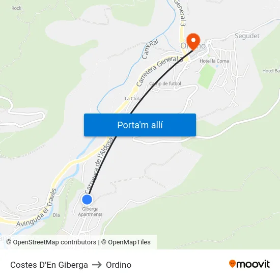 Costes D'En Giberga to Ordino map