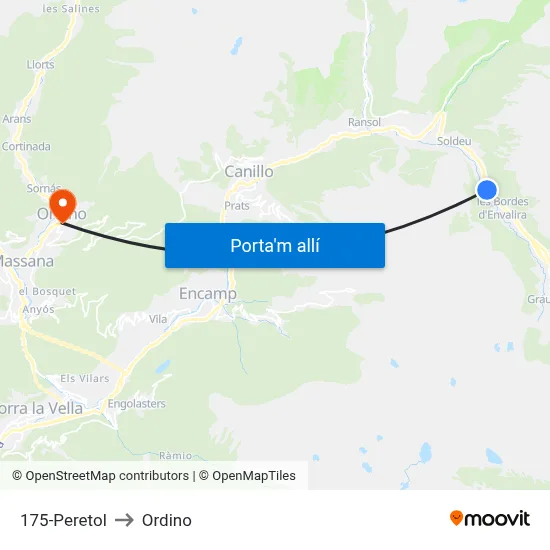175-Peretol to Ordino map