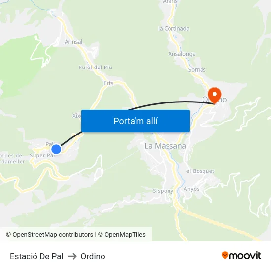 Estació De Pal to Ordino map