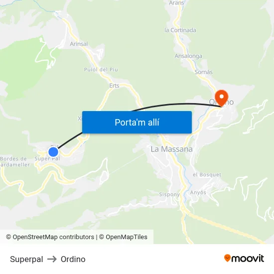 Superpal to Ordino map