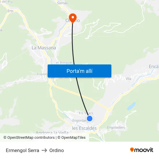 Ermengol Serra to Ordino map