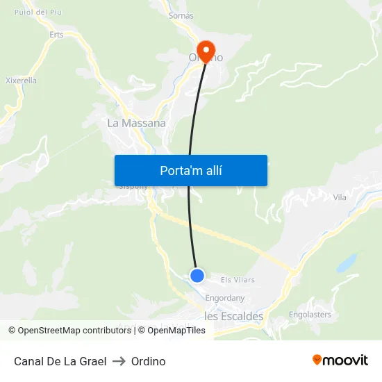 Canal De La Grael to Ordino map