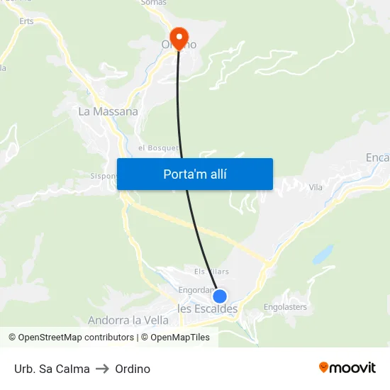 Urb. Sa Calma to Ordino map