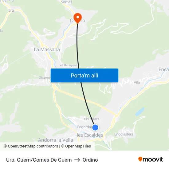 Urb. Guem/Comes De Guem to Ordino map