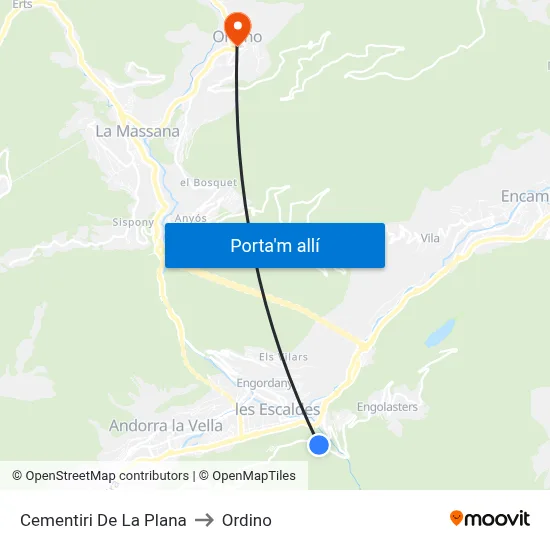 Cementiri De La Plana to Ordino map