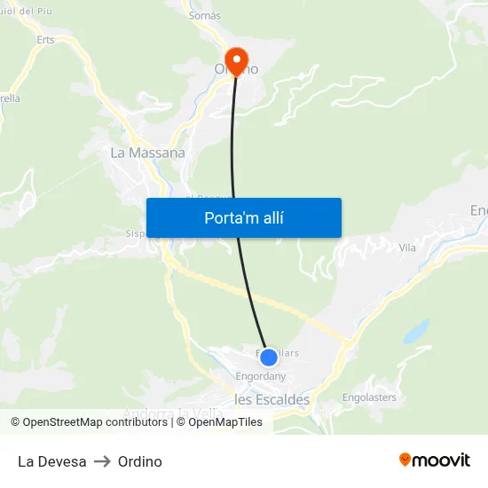 La Devesa to Ordino map
