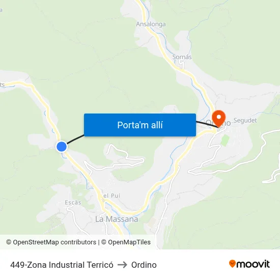 449-Zona Industrial Terricó to Ordino map
