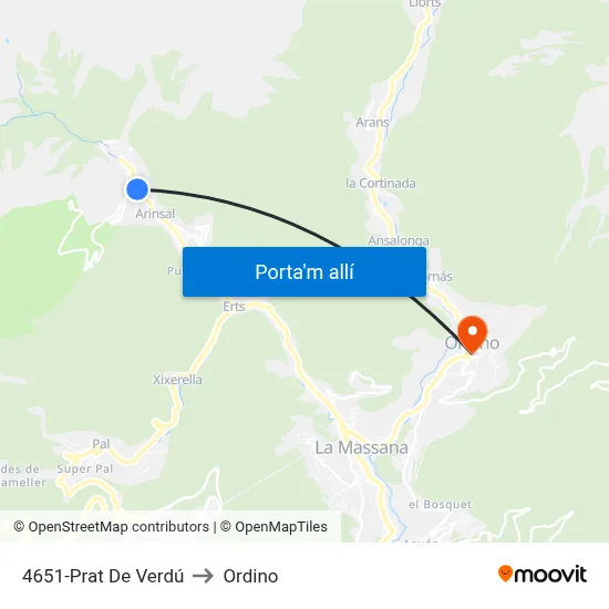 4651-Prat De Verdú to Ordino map