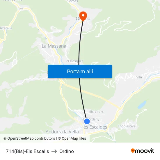 714(Bis)-Els Escalls to Ordino map