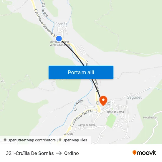 321-Cruïlla De Sornàs to Ordino map