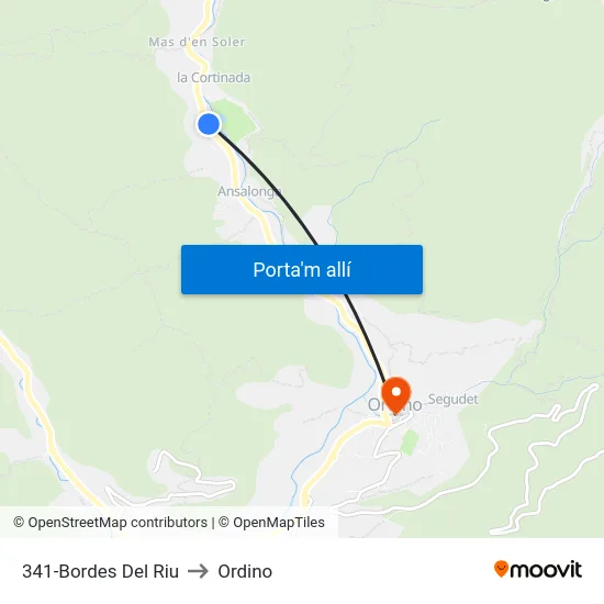 341-Bordes Del Riu to Ordino map