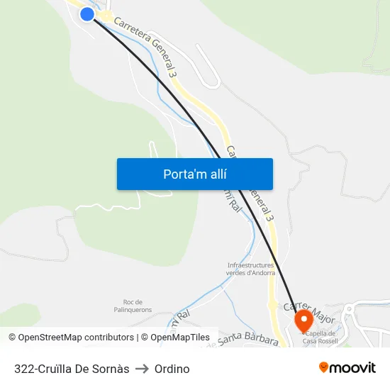 322-Cruïlla De Sornàs to Ordino map