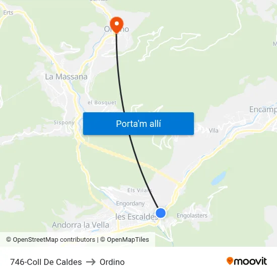 746-Coll De Caldes to Ordino map