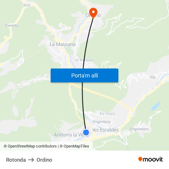 Rotonda to Ordino map