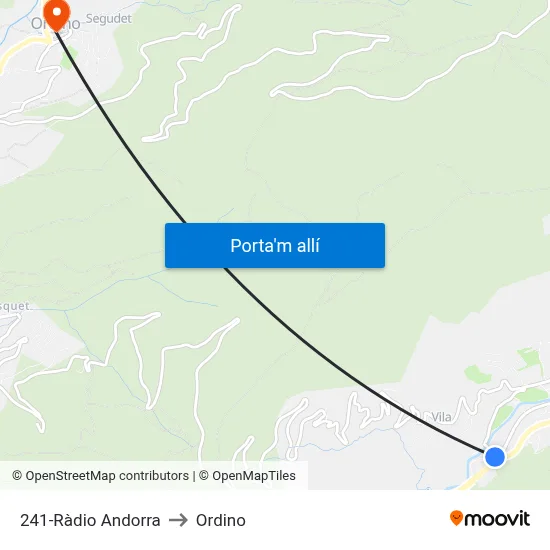 241-Ràdio Andorra to Ordino map