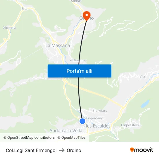 Col.Legi Sant Ermengol to Ordino map