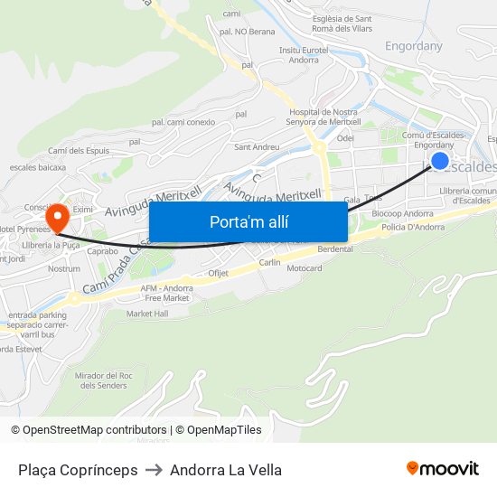 Plaça Coprínceps to Andorra La Vella map
