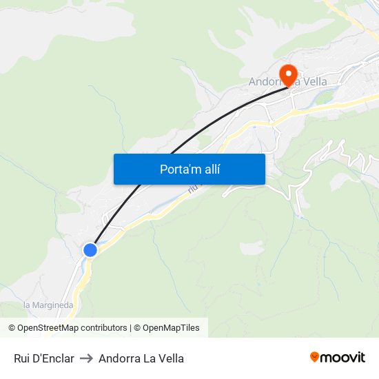 Rui D'Enclar to Andorra La Vella map