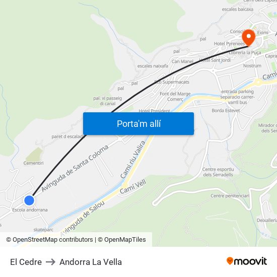 El Cedre to Andorra La Vella map