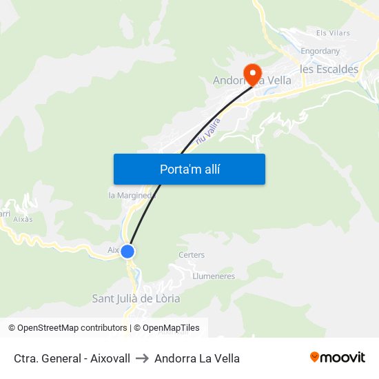 Ctra. General - Aixovall to Andorra La Vella map