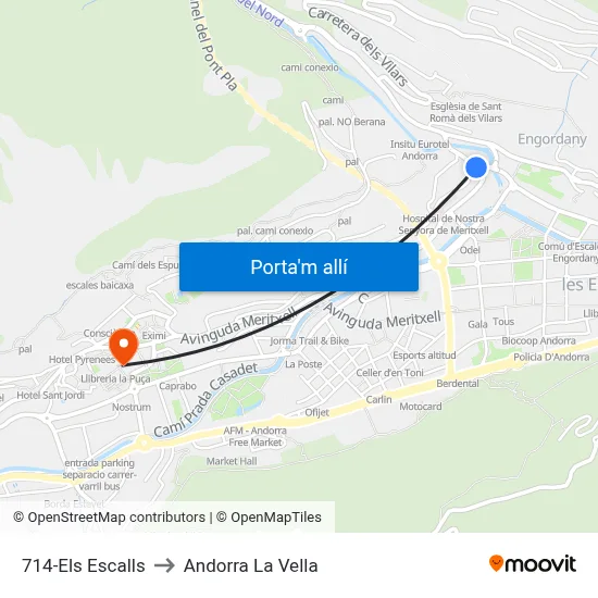 714-Els Escalls to Andorra La Vella map