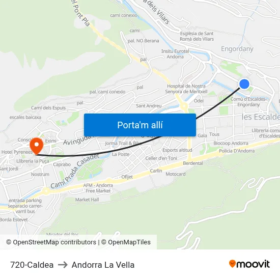 720-Caldea to Andorra La Vella map