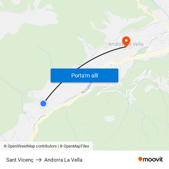 Sant Vicenç to Andorra La Vella map