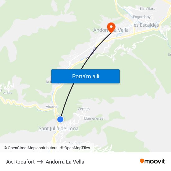Av. Rocafort to Andorra La Vella map