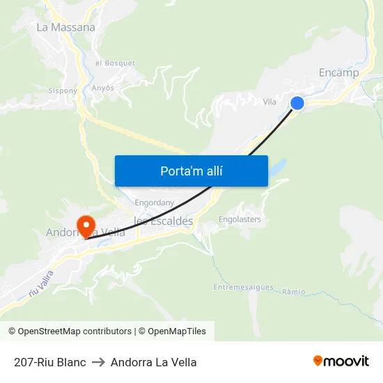 207-Riu Blanc to Andorra La Vella map