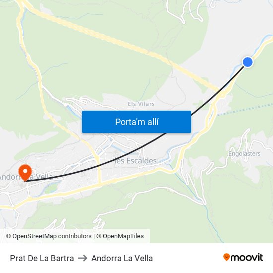 Prat De La Bartra to Andorra La Vella map
