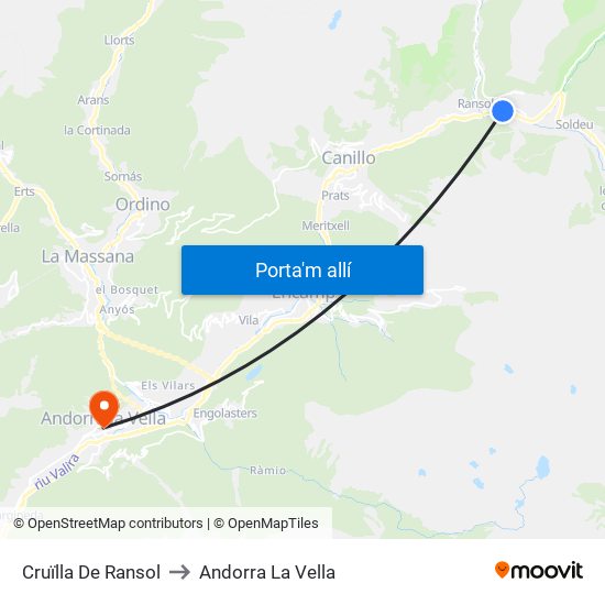 Cruïlla De Ransol to Andorra La Vella map