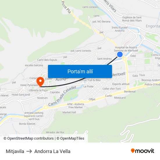 Mitjavila to Andorra La Vella map