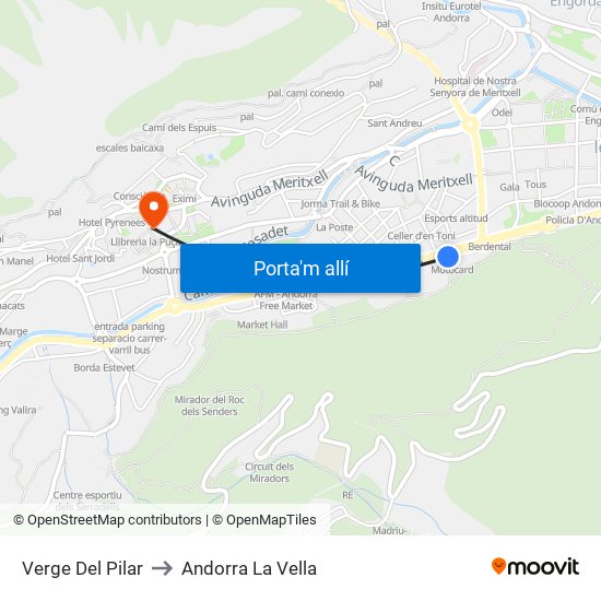 Verge Del Pilar to Andorra La Vella map
