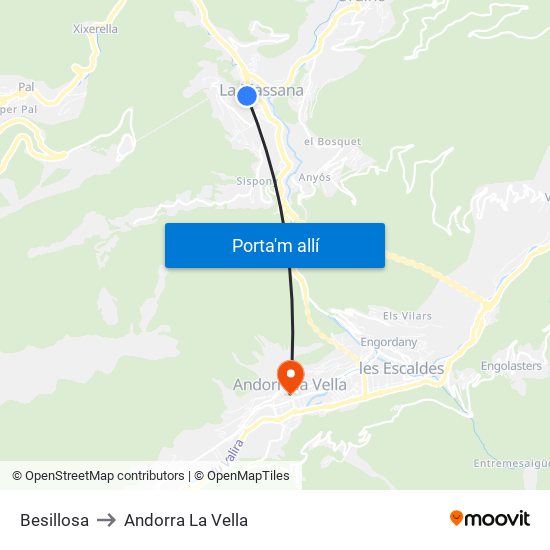 Besillosa to Andorra La Vella map