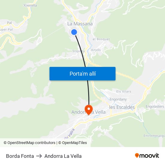 Borda Fonta to Andorra La Vella map
