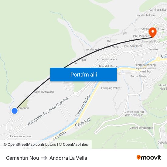 Cementiri Nou to Andorra La Vella map