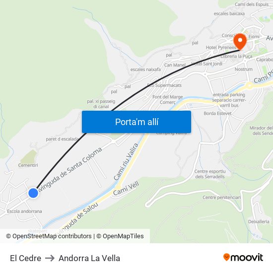 El Cedre to Andorra La Vella map