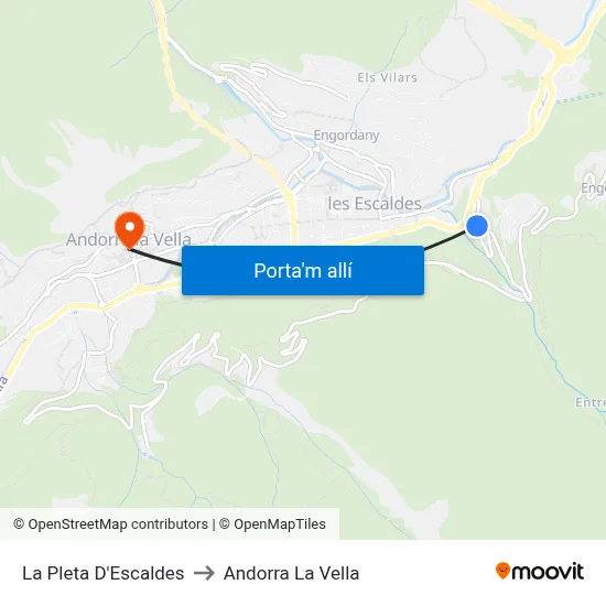 La Pleta D'Escaldes to Andorra La Vella map