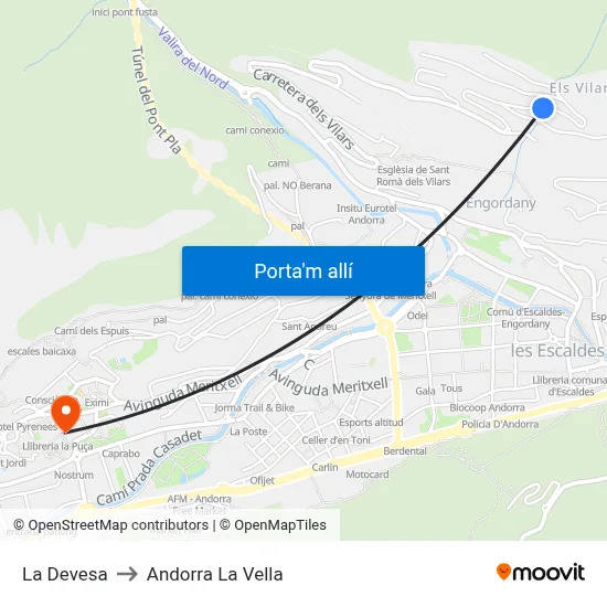 La Devesa to Andorra La Vella map
