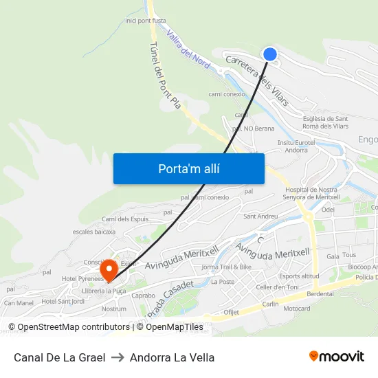 Canal De La Grael to Andorra La Vella map