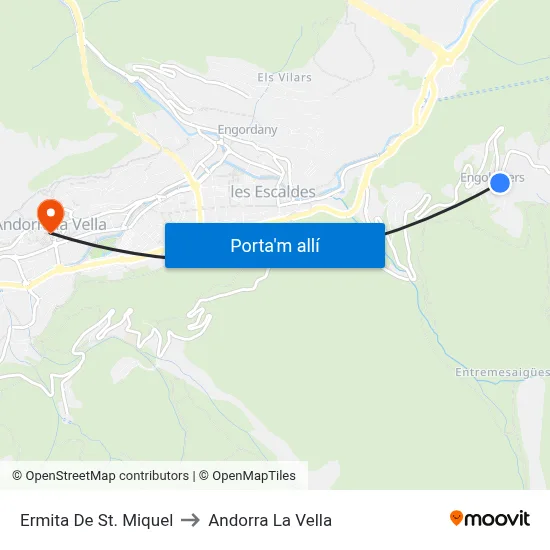 Ermita De St. Miquel to Andorra La Vella map
