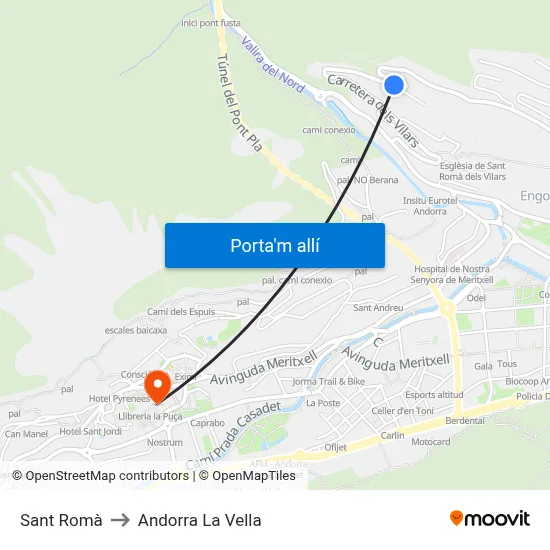 Sant Romà to Andorra La Vella map