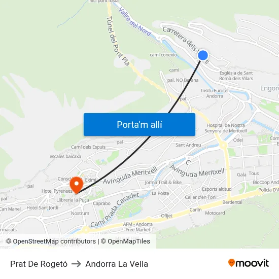 Prat De Rogetó to Andorra La Vella map