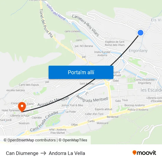 Can Diumenge to Andorra La Vella map