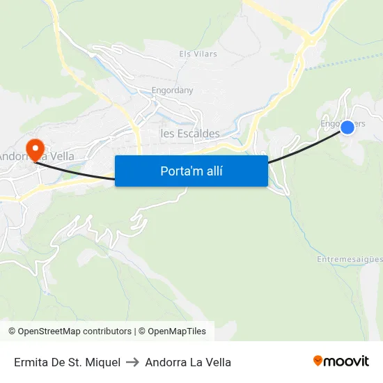 Ermita De St. Miquel to Andorra La Vella map