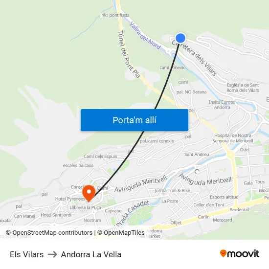 Els Vilars to Andorra La Vella map