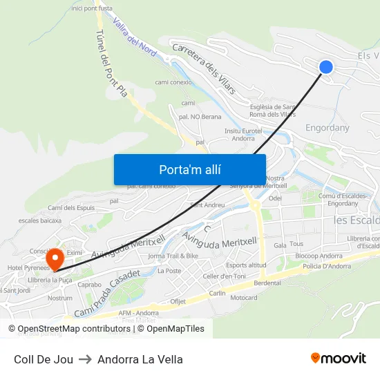 Coll De Jou to Andorra La Vella map