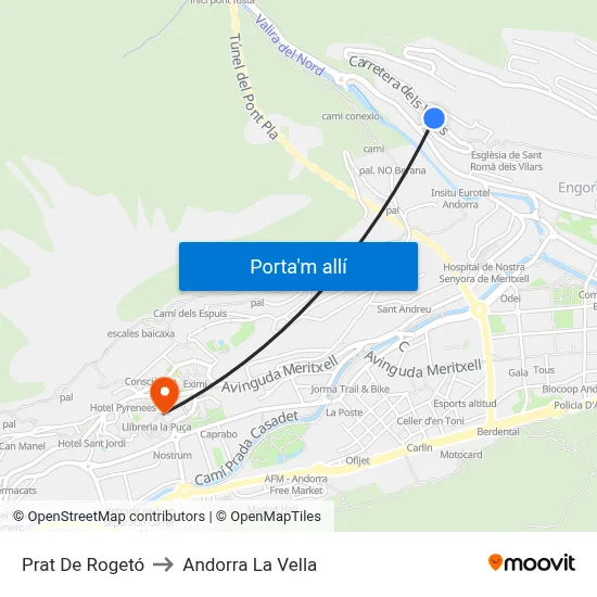 Prat De Rogetó to Andorra La Vella map